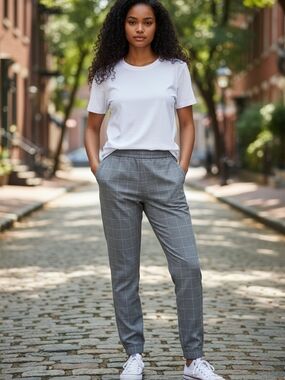 Apt. 9 Plaid Grey Jogger Work Pants, NWT, Small